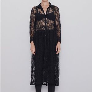Zara semi sheer shirt dress